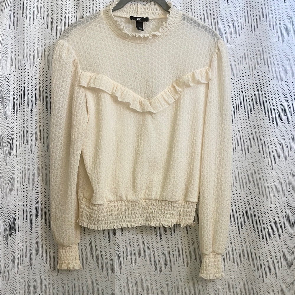 Elegant Cream Lace Ruffle Top